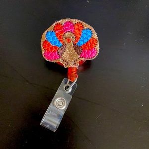 Sparkly turkey badge reel